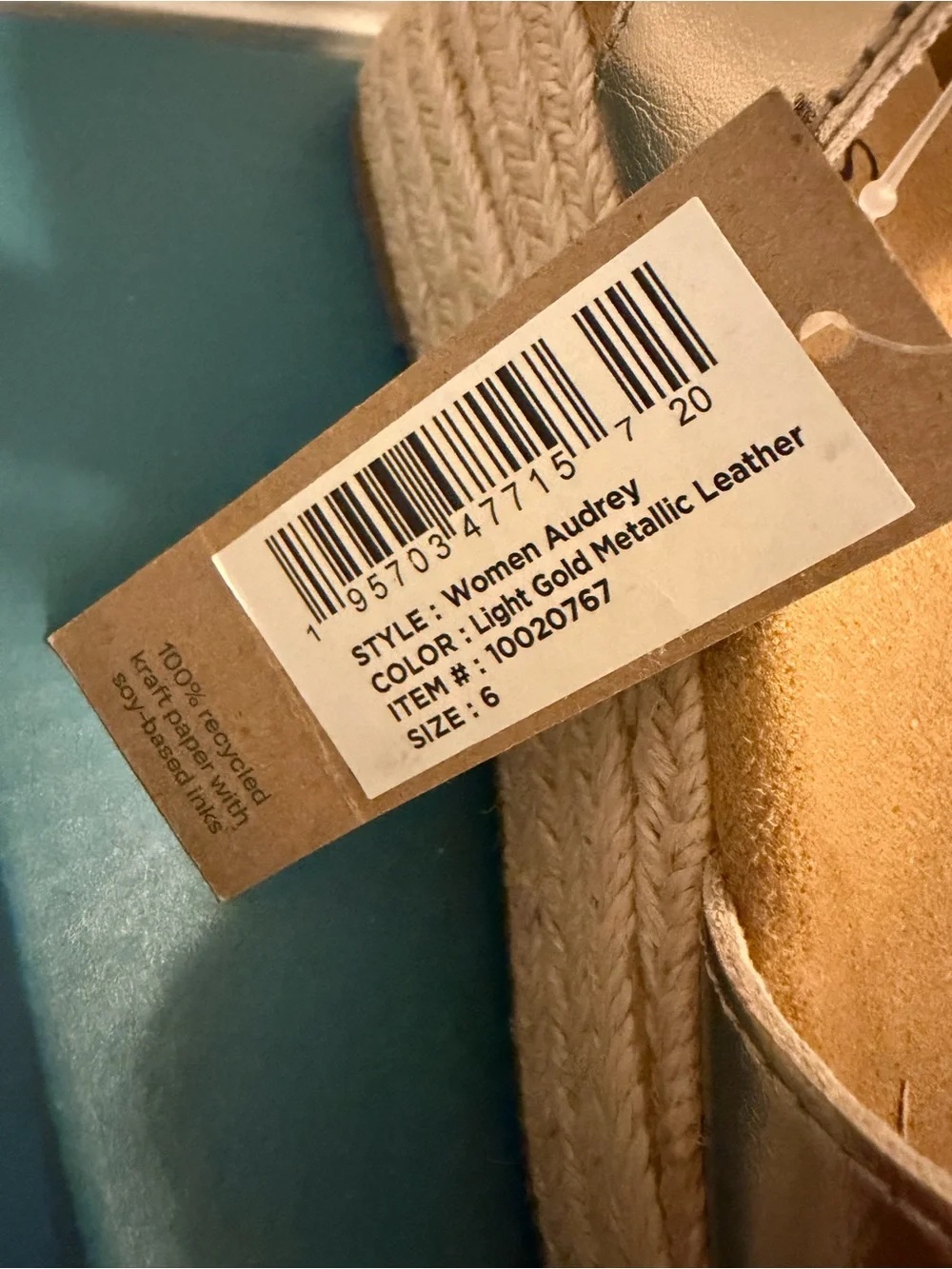 TOMS Metallic Rose Gold Wedge Espadrille Sandals